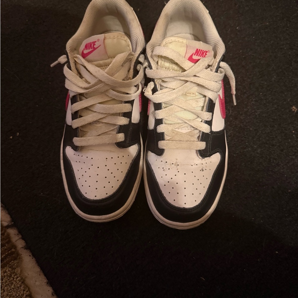 Nike Black and White Shoes with Pink Highlights